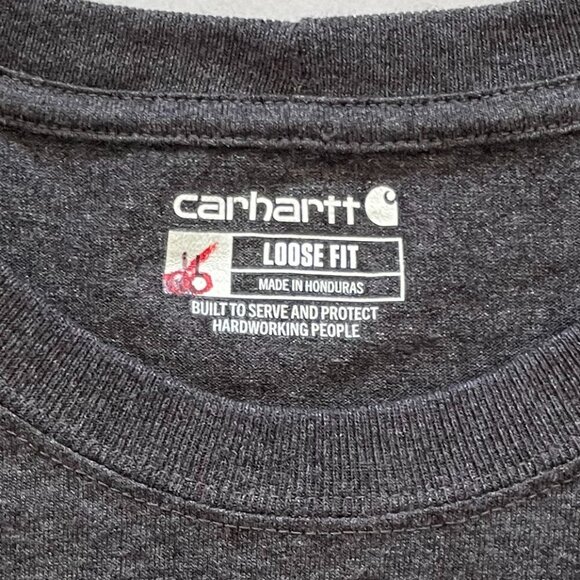 Carhartt Men's Loose Fit Long Sleeve Gray T-SHIRT Large Logo - Picture 4 of 8